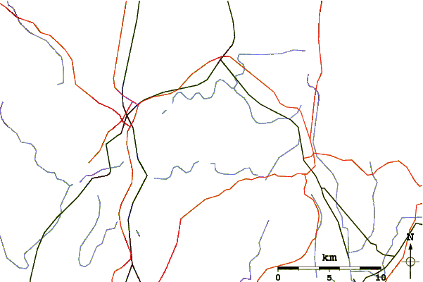 Roads and rivers around Bare Mountain (Massachusetts)