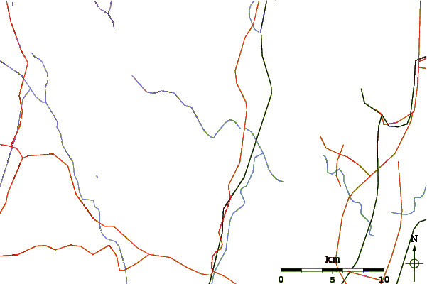 Roads and rivers around Barn Door Hills