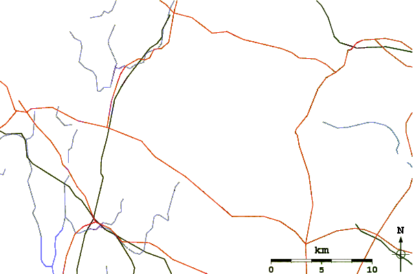 Roads and rivers around Barrett Mountain