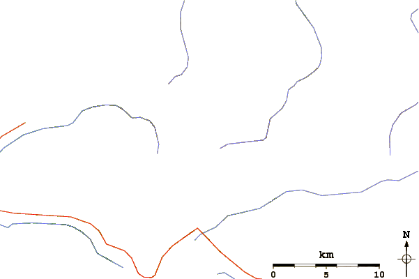 Roads and rivers around Battle Ax Mountain