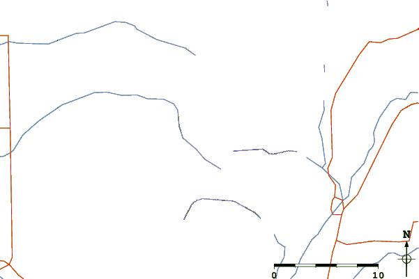 Roads and rivers around Battleship Mountain