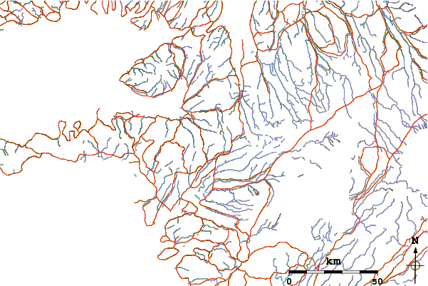 Roads and rivers around Baula