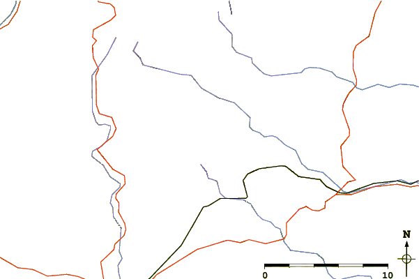 Roads and rivers around Beacon Hill, Powys