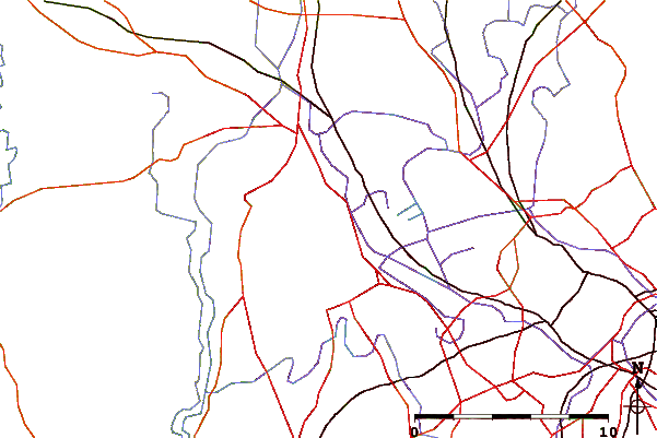 Roads and rivers around Beacon Hill, Sedgley