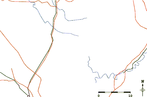 Roads and rivers around Bear Mountain (Georgia)