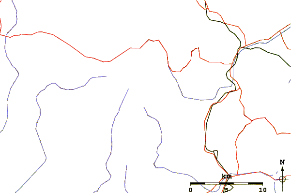 Roads and rivers around Bear Mountain (South Dakota)