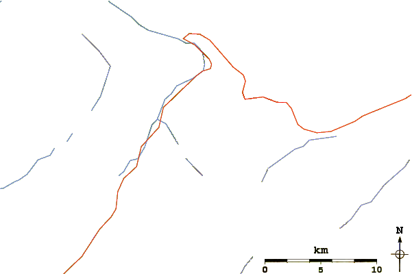 Roads and rivers around Bearhat Mountain