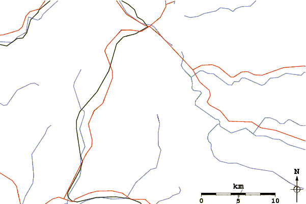 Roads and rivers around Bearpen Mountain