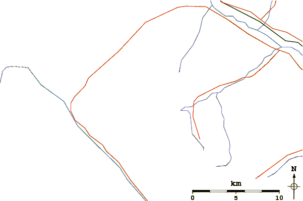 Roads and rivers around Beatrice Peak