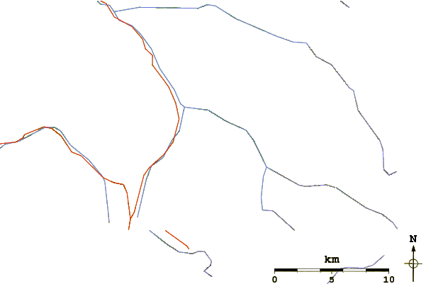 Roads and rivers around Bedal Peak