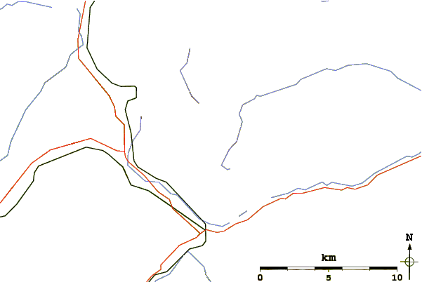 Roads and rivers around Beinn Challuim