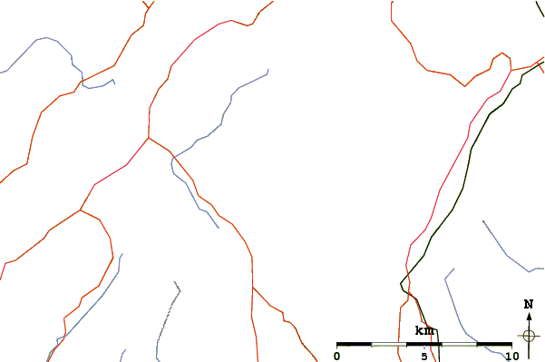 Roads and rivers around Beinn Lochain