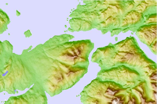 Surf breaks located close to Beinn na Caillich (Kyle Rhea)