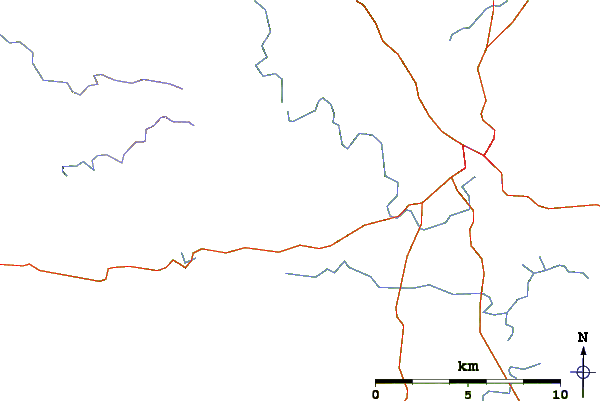 Roads and rivers around Belmore Mountain