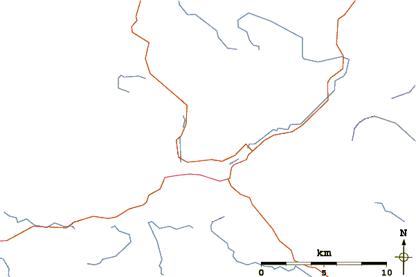 Roads and rivers around Ben Gorm