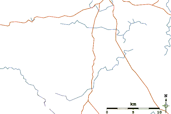 Roads and rivers around Benaughlin Mountain