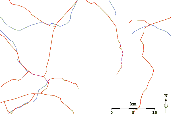 Roads and rivers around Benmore Peak