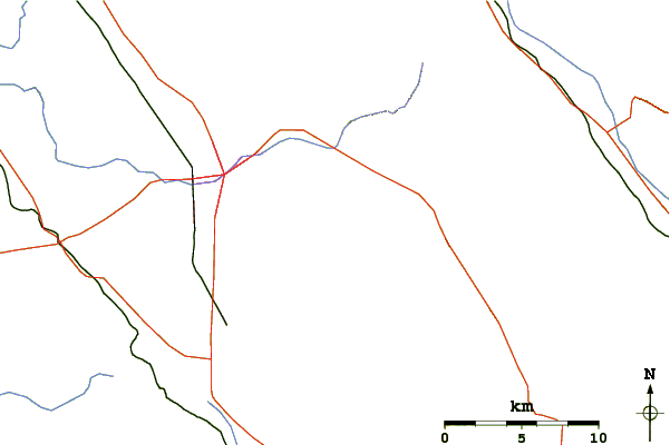 Roads and rivers around Bennett Mountain