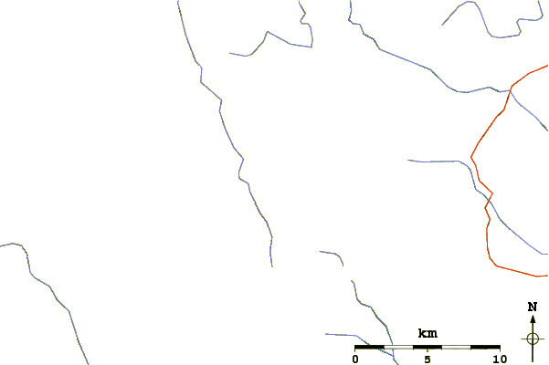 Roads and rivers around Big Bald Mountain (New Brunswick)