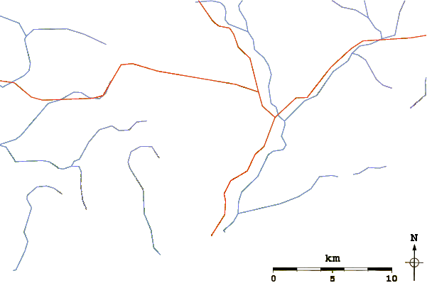 Roads and rivers around Big Baldy Mountain (Vancouver Island, British Columbia)