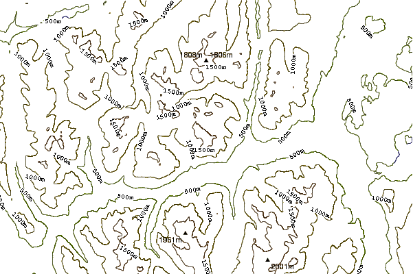 Mountain peaks around Big Den Mountain