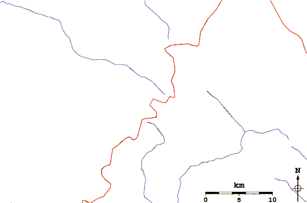 Roads and rivers around Big Pine Mountain