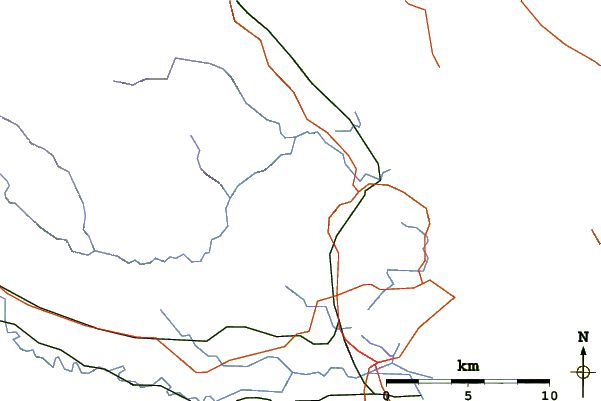 Roads and rivers around Big Sicker Mountain