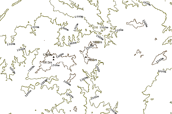 Mountain peaks around Big Yellow Mountain