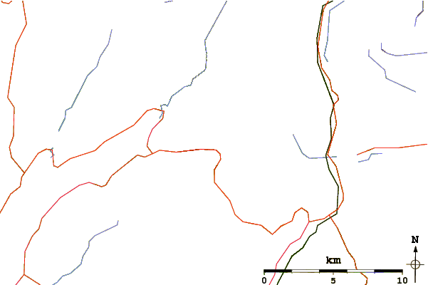 Roads and rivers around Binnein an Fhidhleir