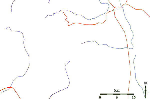 Roads and rivers around Birch Mountain (Sierra Nevada)