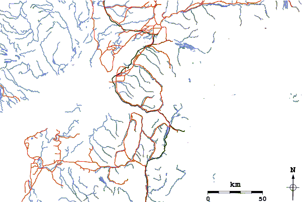 Roads and rivers around Bird Peak