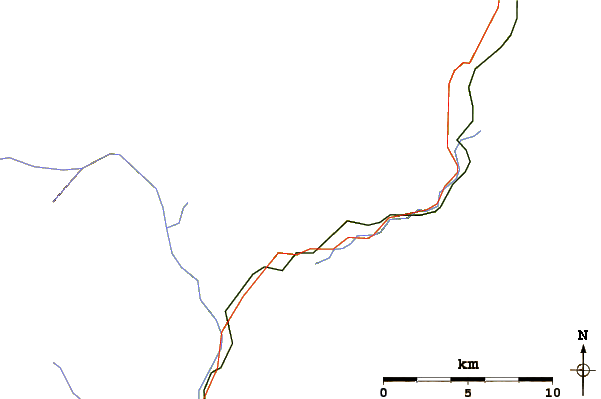 Roads and rivers around Birkenhead Peak