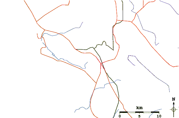 Roads and rivers around Bishop Peak (California)