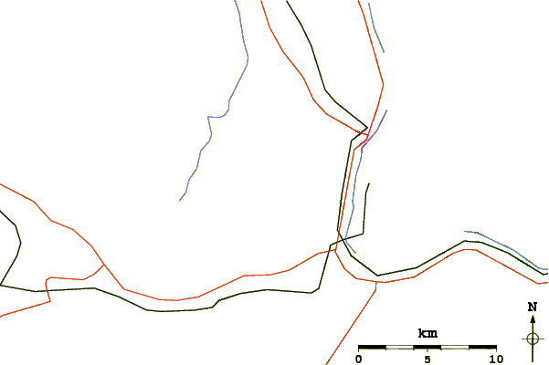 Roads and rivers around Black Crescent Mountain