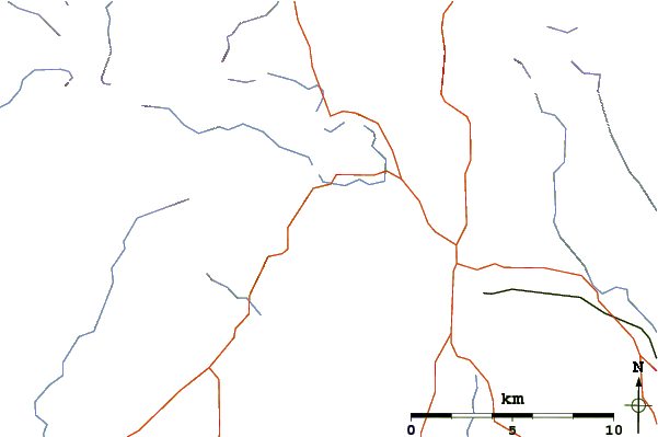 Roads and rivers around Black Fell (Lake District)