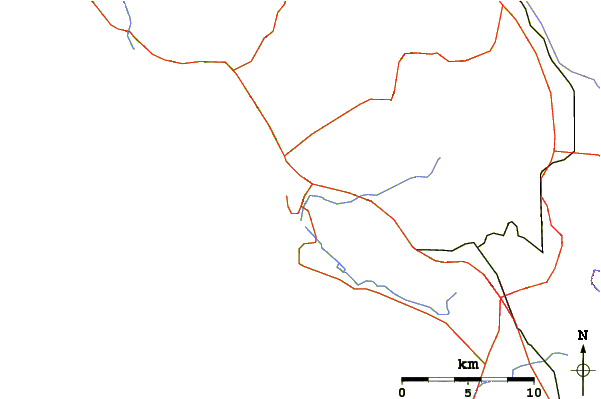 Roads and rivers around Black Hill (California)