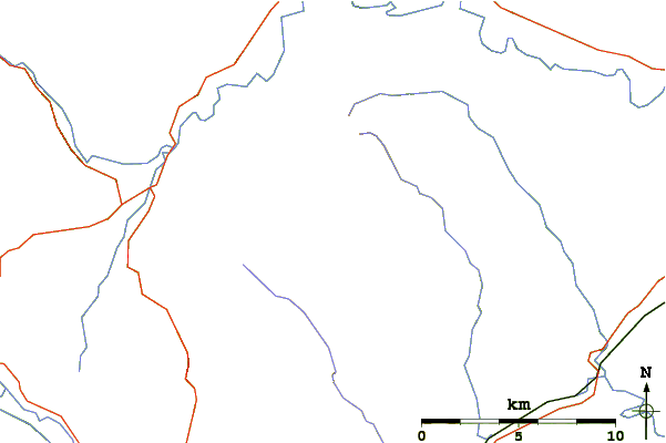 Roads and rivers around Black Mountain South Top