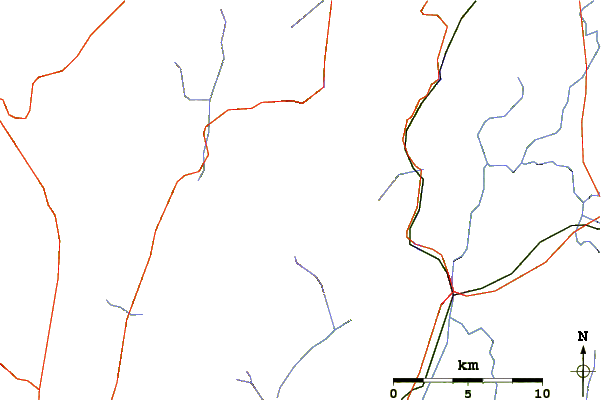 Roads and rivers around Black Mountain (Washington County, New York)