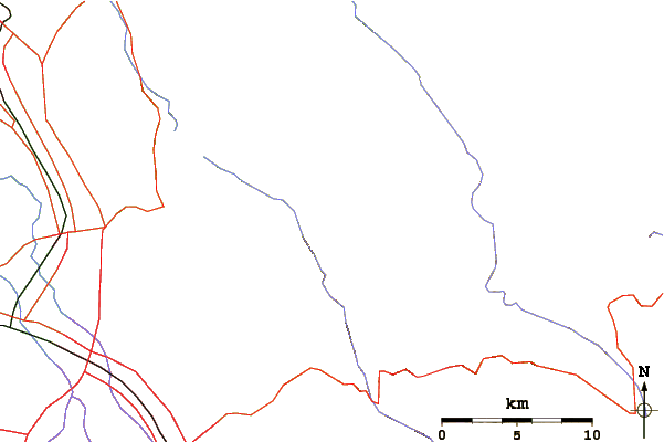 Roads and rivers around Black Mountain (Milpitas)