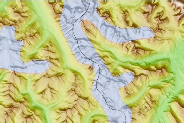 Surf breaks located close to Blackrock Mountain (Canada)