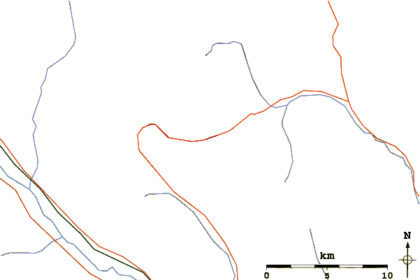 Roads and rivers around Block Mountain