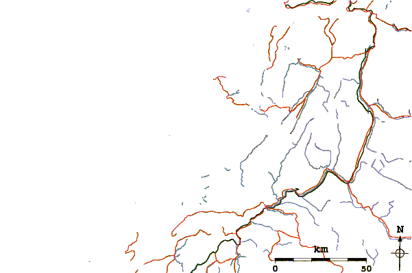 Roads and rivers around Blokktinden