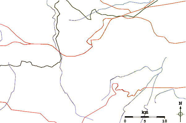 Roads and rivers around Blue Angels Peak