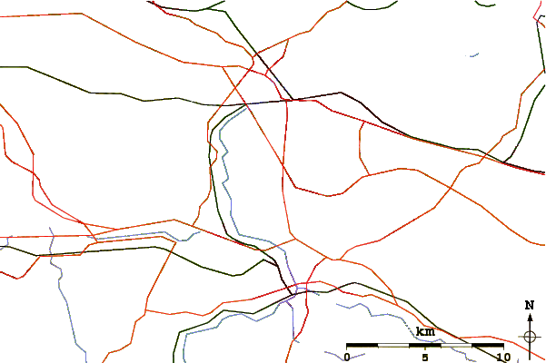 Roads and rivers around Blue Bell Hill