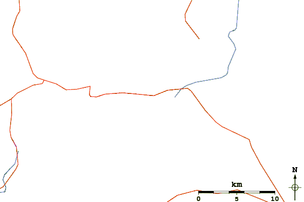 Roads and rivers around Blue Lake Crater