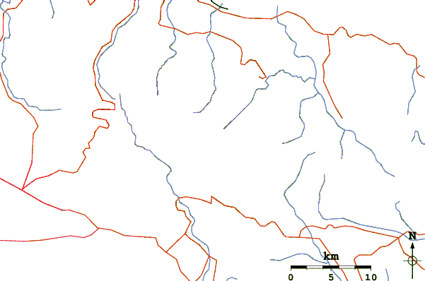 Roads and rivers around Blue Mountain Peak