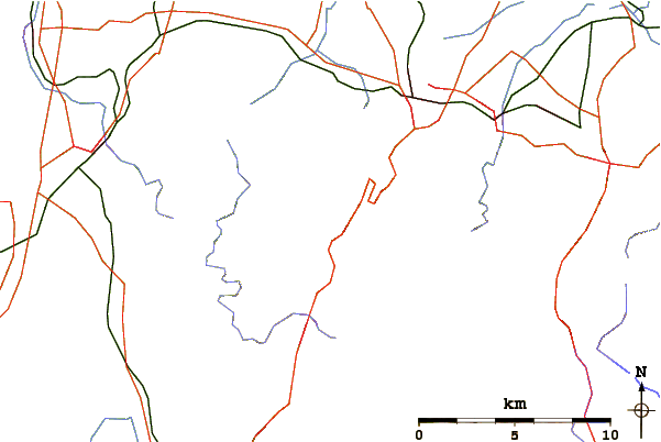 Roads and rivers around Bocksberg (Harz)