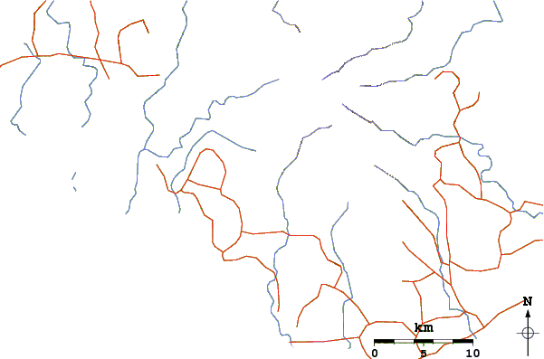 Roads and rivers around Bombalai Hill