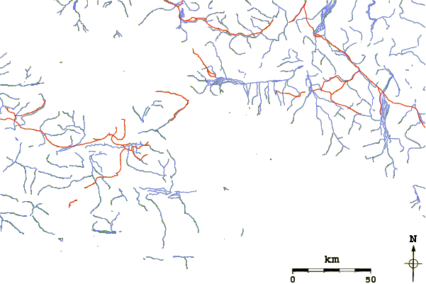 Roads and rivers around Bona or Bona-churchill