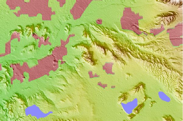 Surf breaks located close to Box Springs Mountain